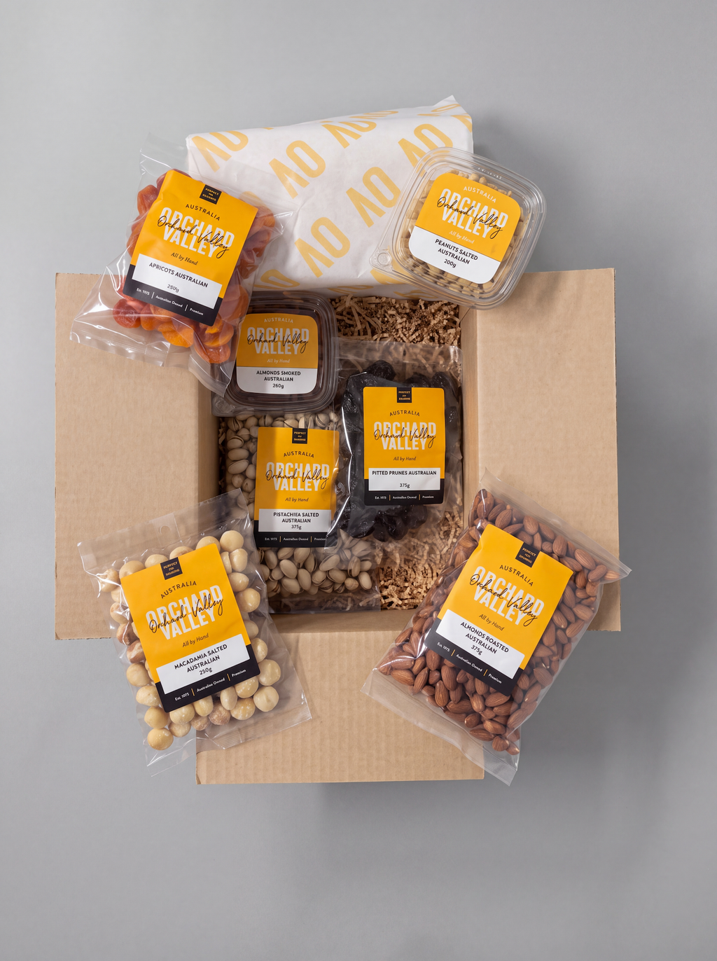 The All Australian Gift Box by Orchard Valley with Australian nuts and dried fruit