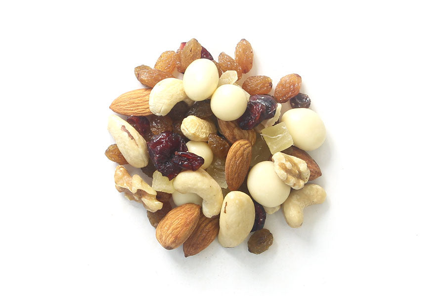 Orchard Valley Ambrosia Mix loose — yoghurt-coated tropical fruit and four-nut blend