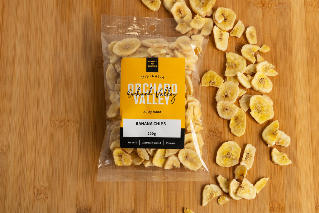 Orchard Valley Banana Chips 200g pack — a crunchy savoury snack