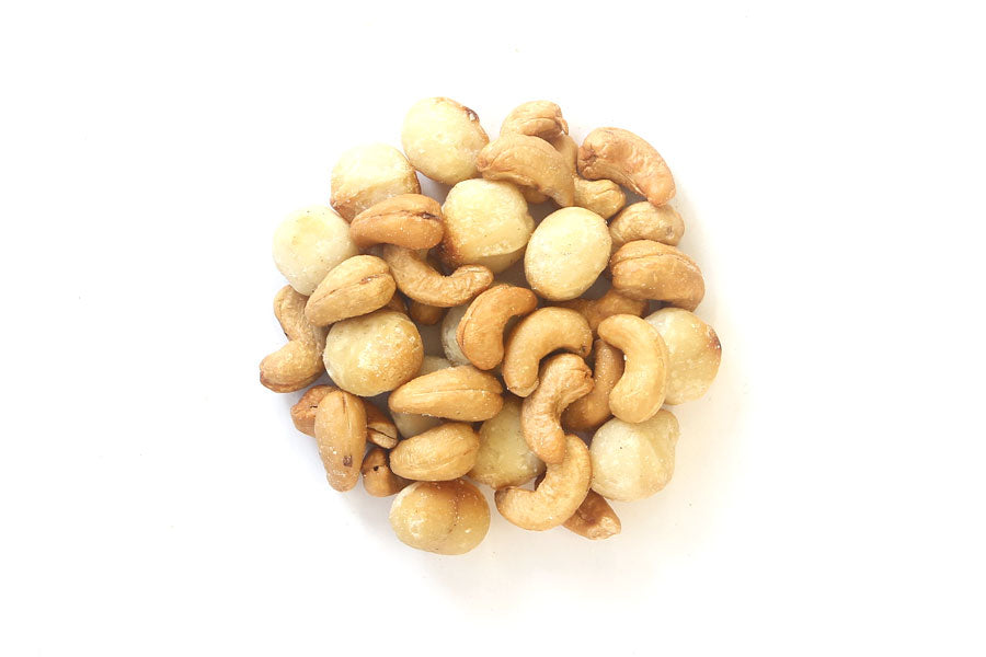 Orchard Valley Cashew Macadamia Mix loose — roasted and lightly salted two-nut blend