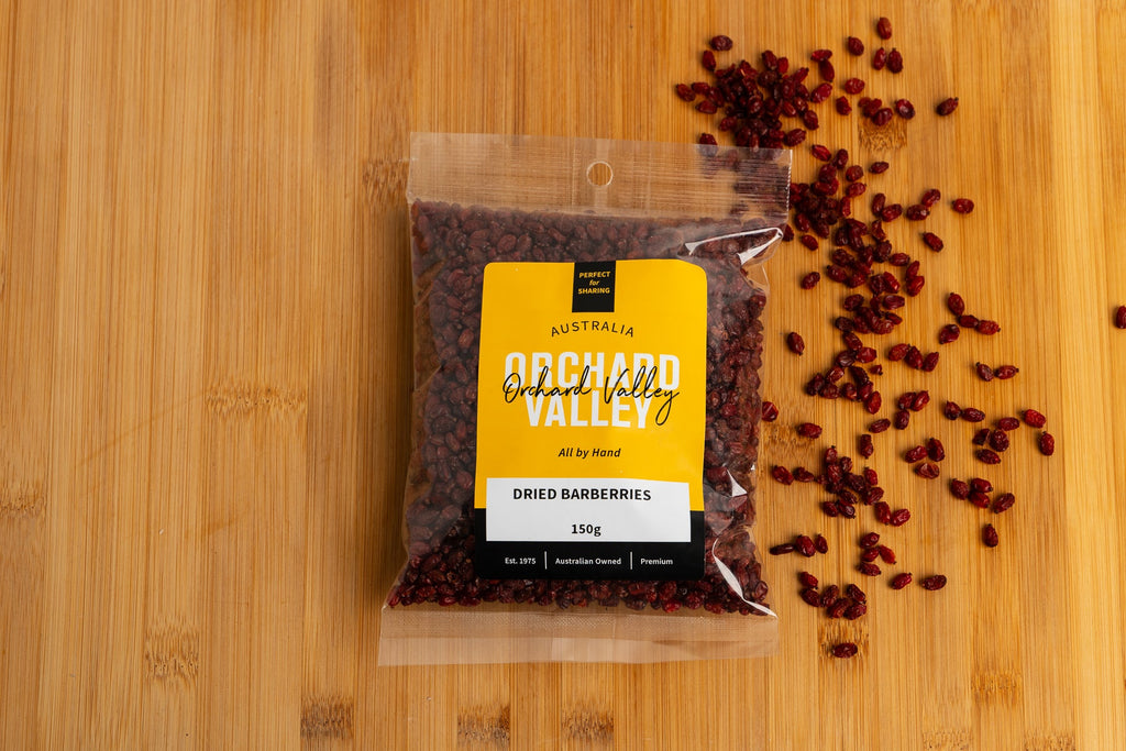 Orchard Valley Dried Barberries 150g pack — naturally sweet dried fruit
