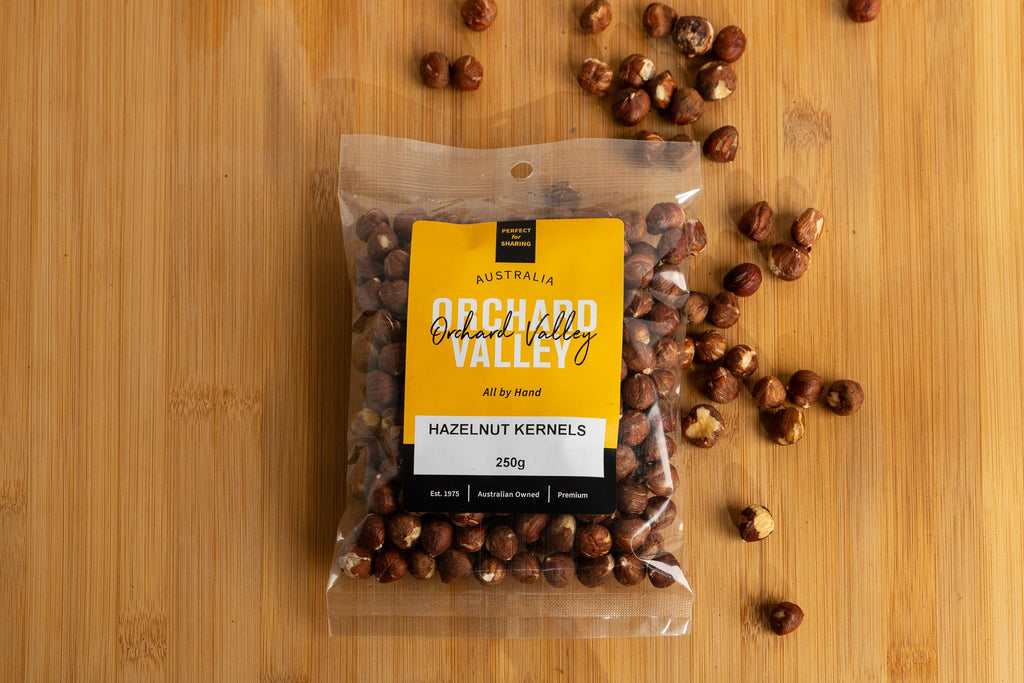 Orchard Valley Hazelnut Kernels 250g pack — premium nuts for snacking and baking