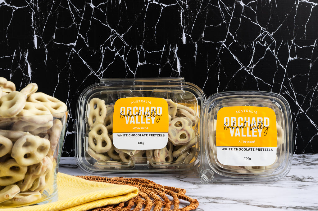 Orchard Valley White Chocolate Pretzels — a gourmet chocolate treat