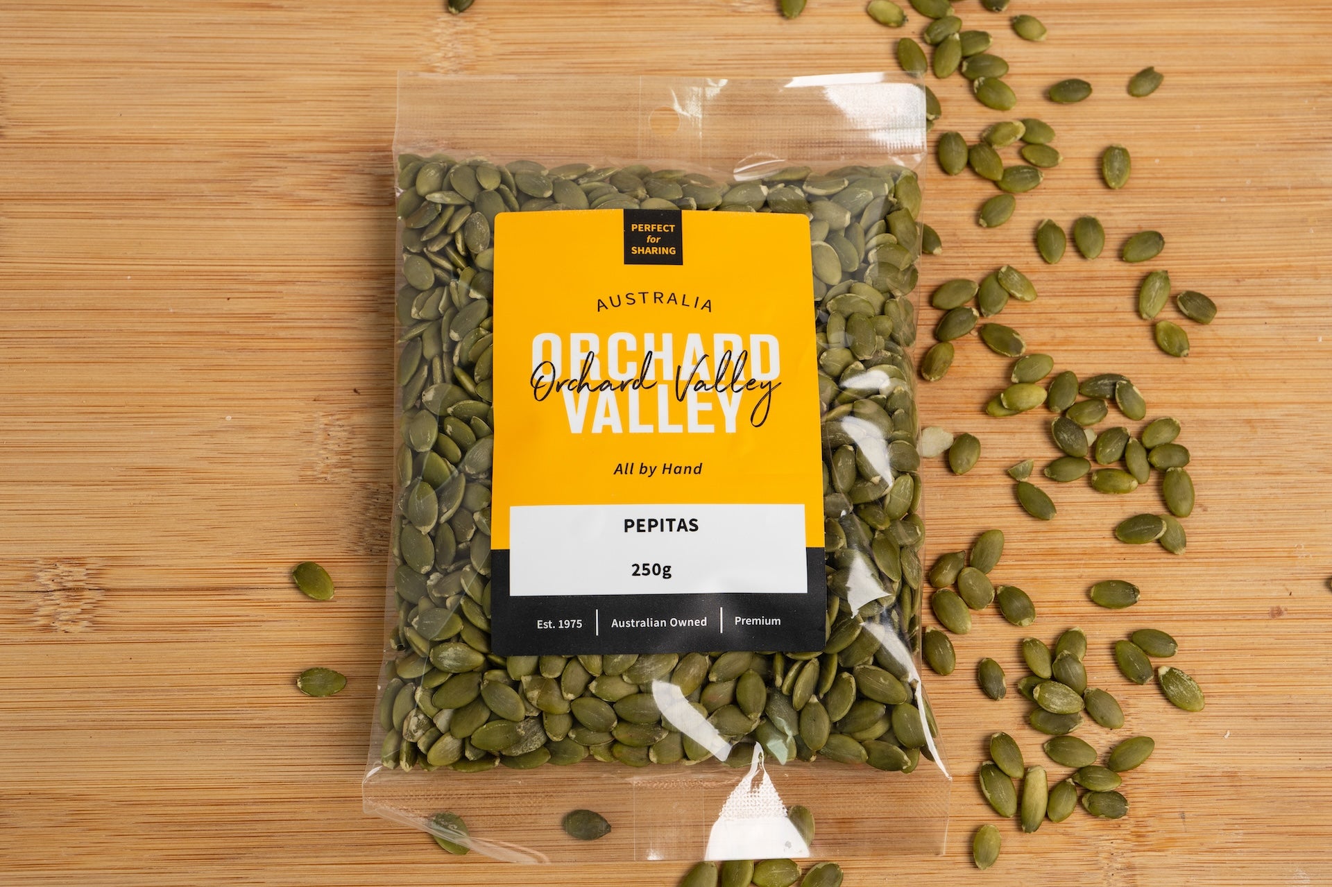 Orchard Valley Pepitas 250g pack — wholesome seeds for snacking and baking