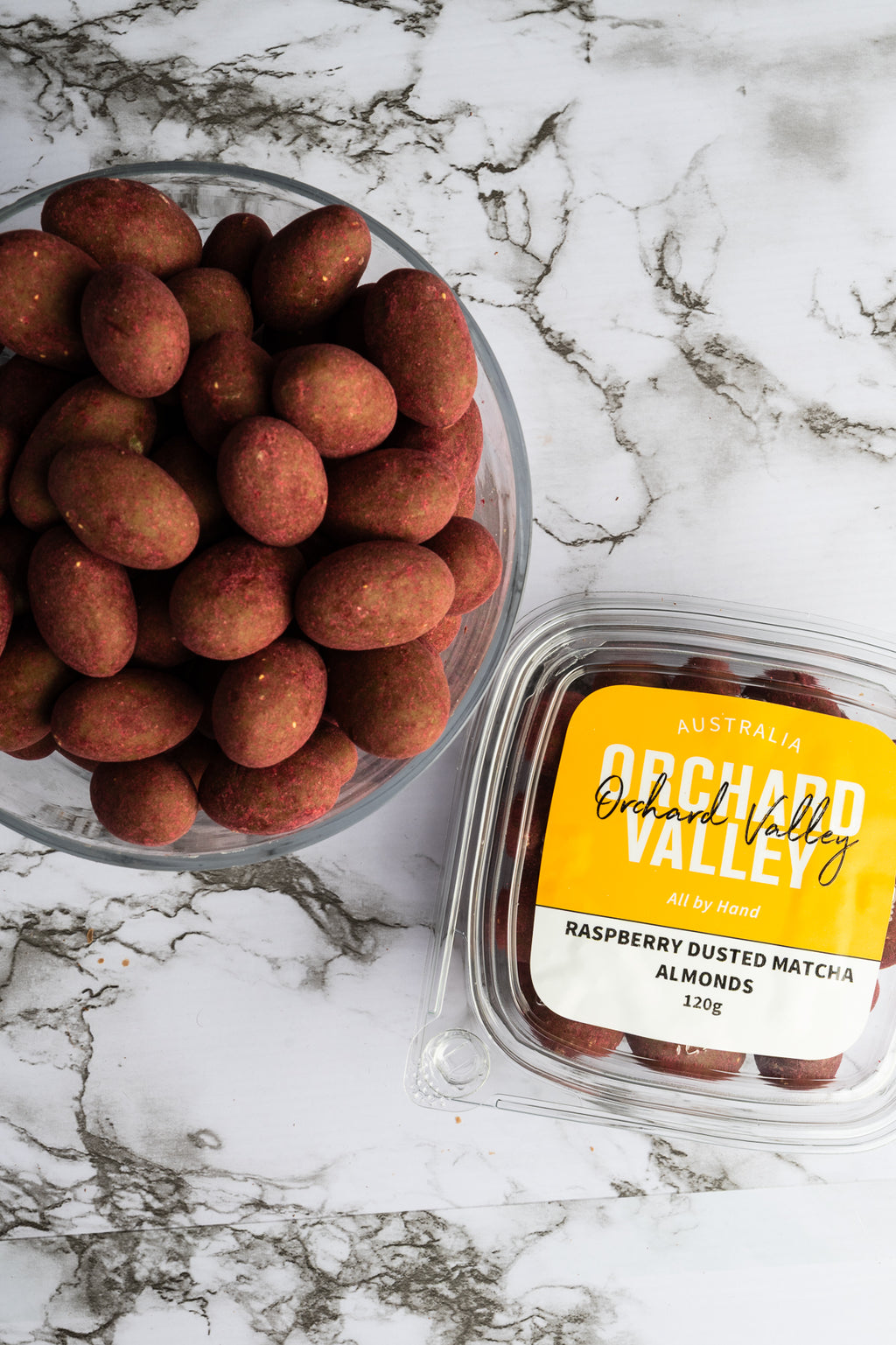 Matcha Raspberry Dusted Almonds