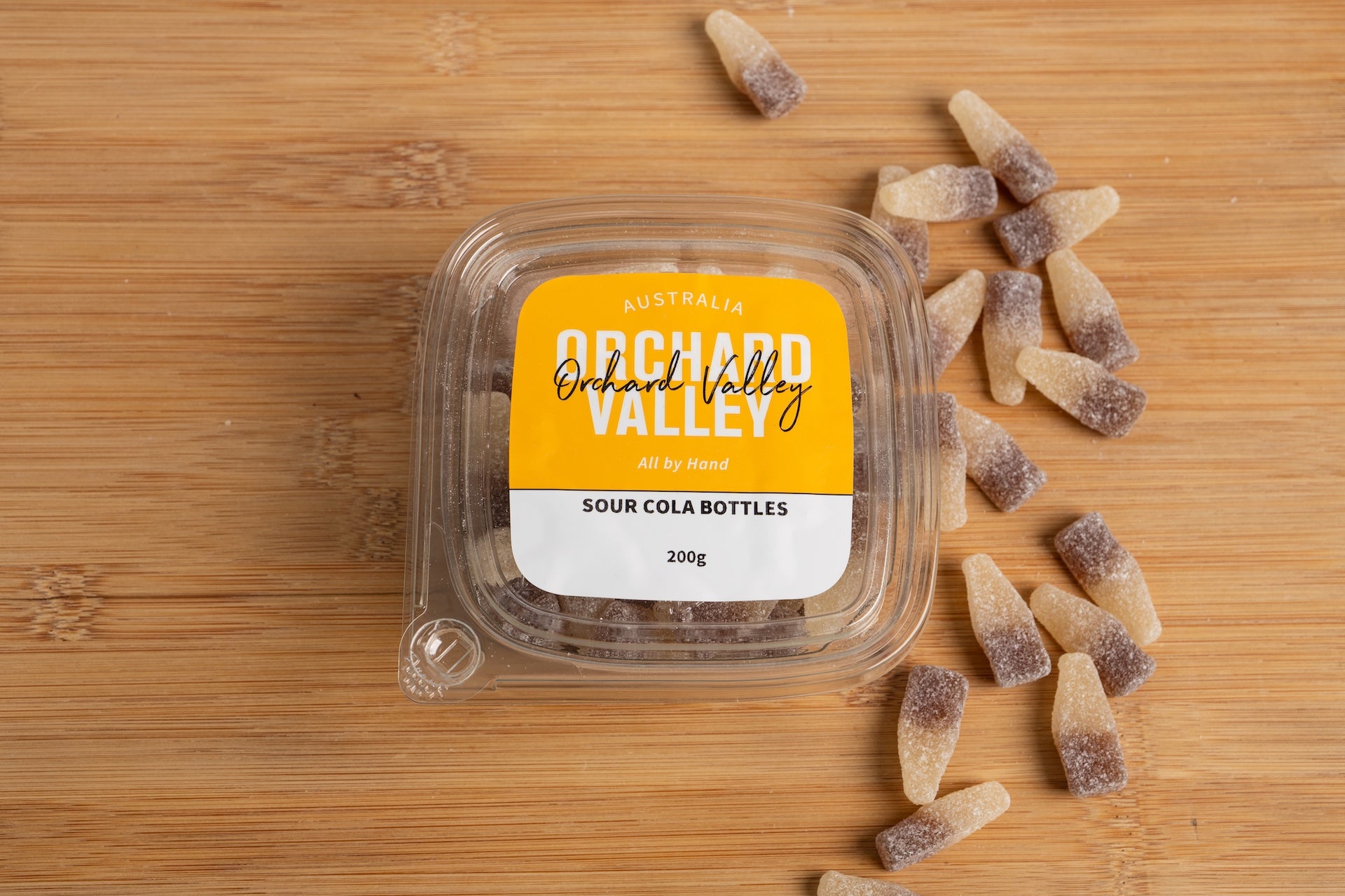 Orchard Valley Sour cola bottles 200g pack — a classic lolly treat to share